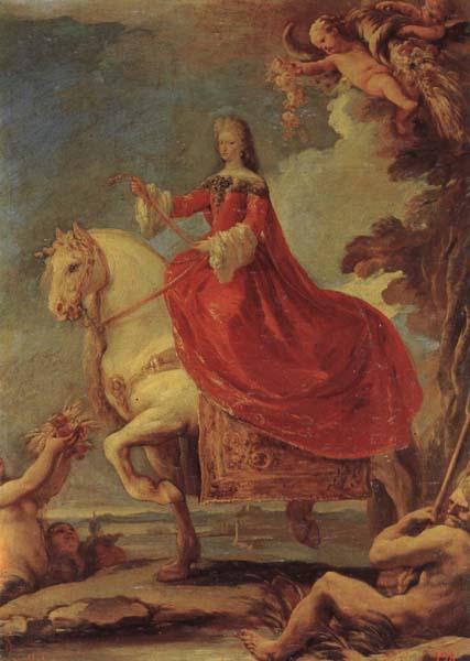 Luca Giordano Equestrian Portrait of Mariana of Neuburg Sweden oil painting art